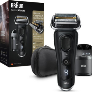 Braun Series 9 9352cc Sport Wet&Dry Schwarz, Elektrischer Folienrasierer mit Reinigungsstation, Reiseetui und Nass- und Trockenrasur-Funktion. | Zustand: Neu