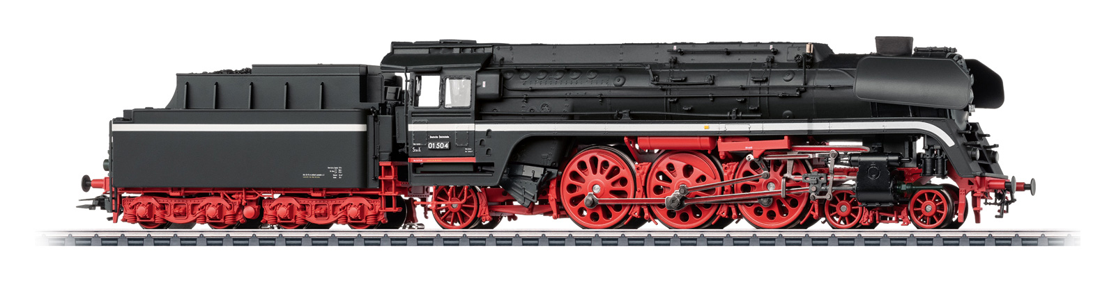 Märklin BR 01.5 DR, Epoche III, 01 504, Dampflok mit Kohlen-Schlepptender, mfx+ Sound-Decoder, schwarz | rot, OVP, Reko-Ausführung der DR. | Zustand: Neu