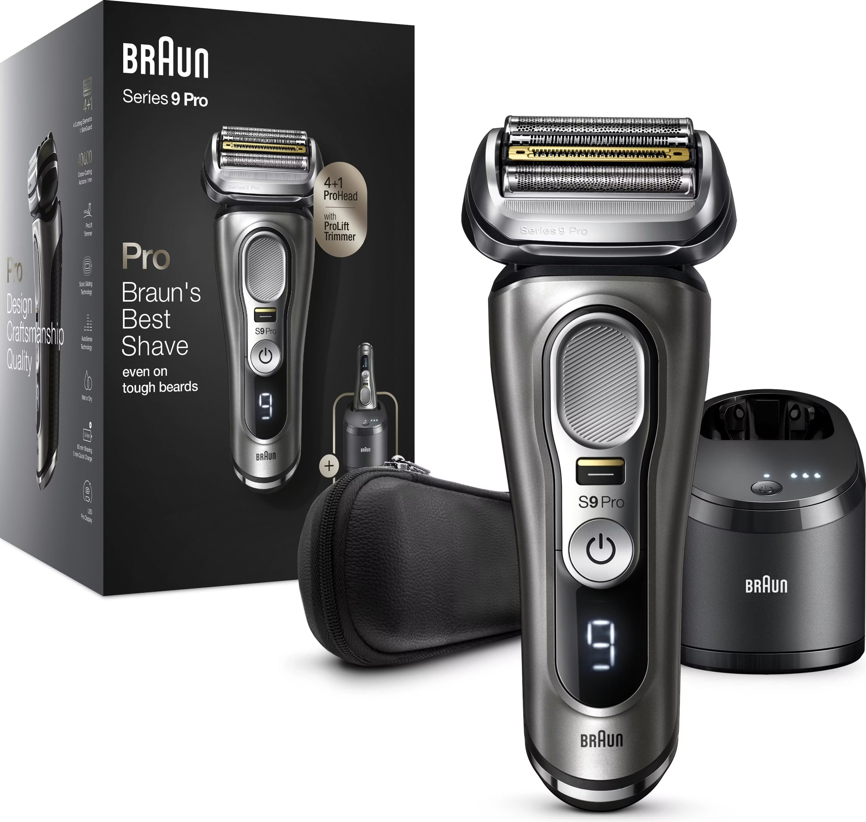 Braun Series 9 Pro 9485cc Wet&Dry, Elektrorasierer mit 5-in-1 SmartCare Center, ProLift Trimmer und Sonic-Technologie, schwarz | silber | Zustand: Neu