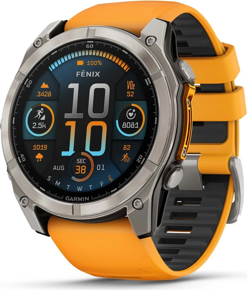 Garmin Fenix 8 51mm Sapphire Titanium, AMOLED, Spark Orange | Graphite Silikonarmband, inkl. Originalverpackung und Ladekabel | Zustand: Gut