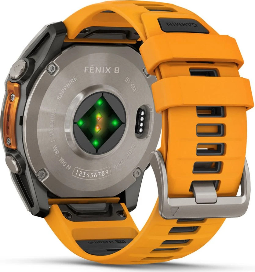 Garmin Fenix 8 51mm Sapphire Titanium, AMOLED, Spark Orange | Graphite Silikonarmband, inkl. Originalverpackung und Ladekabel | Zustand: Gut – Bild 3