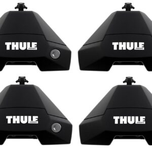 Thule Evo Clamp 710500 Fußsatz Schwarz, Lastenträgerfüße für Fahrzeuge ohne Dachanbindung, 4er-Set mit Schlössern | Zustand: Neu