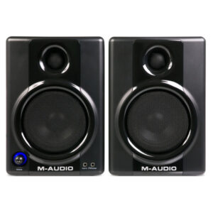 M-Audio Studiophile AV40 schwarz, Aktives Desktop-Monitor-Lautsprecherpaar, 2-Wege-System mit 4-Zoll-Tieftöner und Seiden-Hochtöner | Zustand: Gut