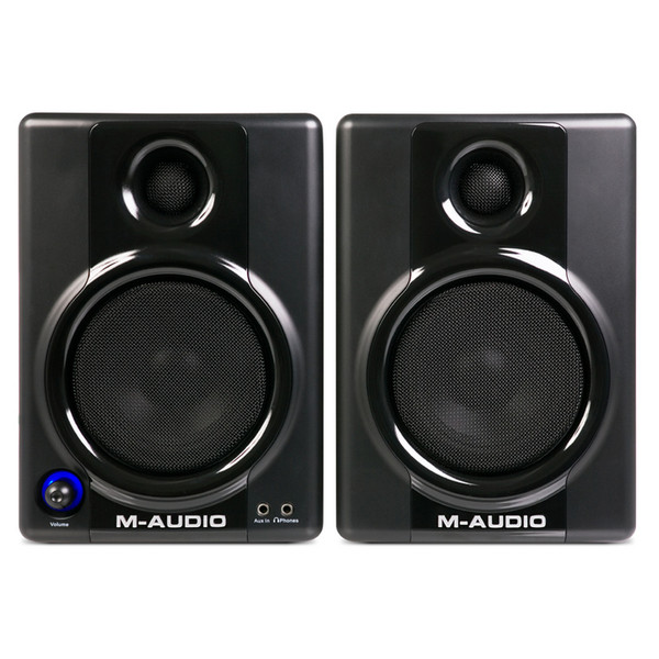 M-Audio Studiophile AV40 schwarz, Aktives Desktop-Monitor-Lautsprecherpaar, 2-Wege-System mit 4-Zoll-Tieftöner und Seiden-Hochtöner | Zustand: Gut