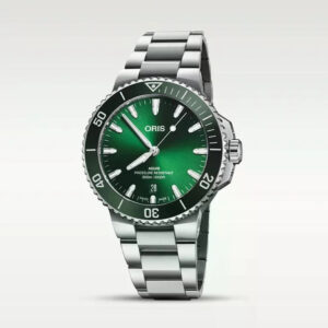 Oris Aquis Date 43.5mm Grün Stahl, Automatik Herrenuhr, grünes Zifferblatt, Keramiklünette, OVP, Zertifikat, Rechnung, Top Zustand  | Zustand: Sehr Gut