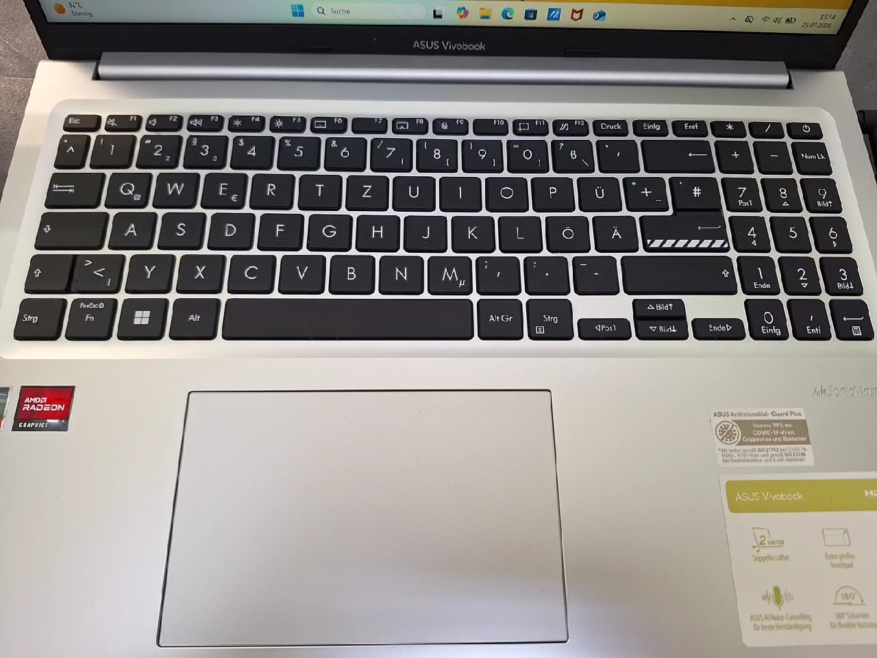 ASUS Vivobook 16 M1605YA Silber, 16 Zoll WUXGA Display, AMD Ryzen 7 7730U, 16GB RAM, 1TB SSD, inkl. Ladegerät | Zustand: Sehr Gut – Bild 3
