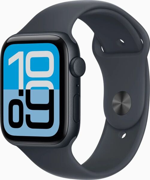 Apple Watch SE 3 44mm 2025 Mitternacht, Aluminiumgehäuse, GPS, Modell A3325, Inklusive Sportarmband M | L | Zustand: Wie Neu
