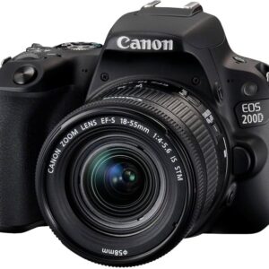 Canon EOS 200D mit 18-55mm Objektiv Schwarz, DSLR-Kamera mit APS-C-Sensor, schwenkbarem Display, 2 Akkus, Ladegerät und Fernbedienung BR-E1. | Zustand: Sehr Gut