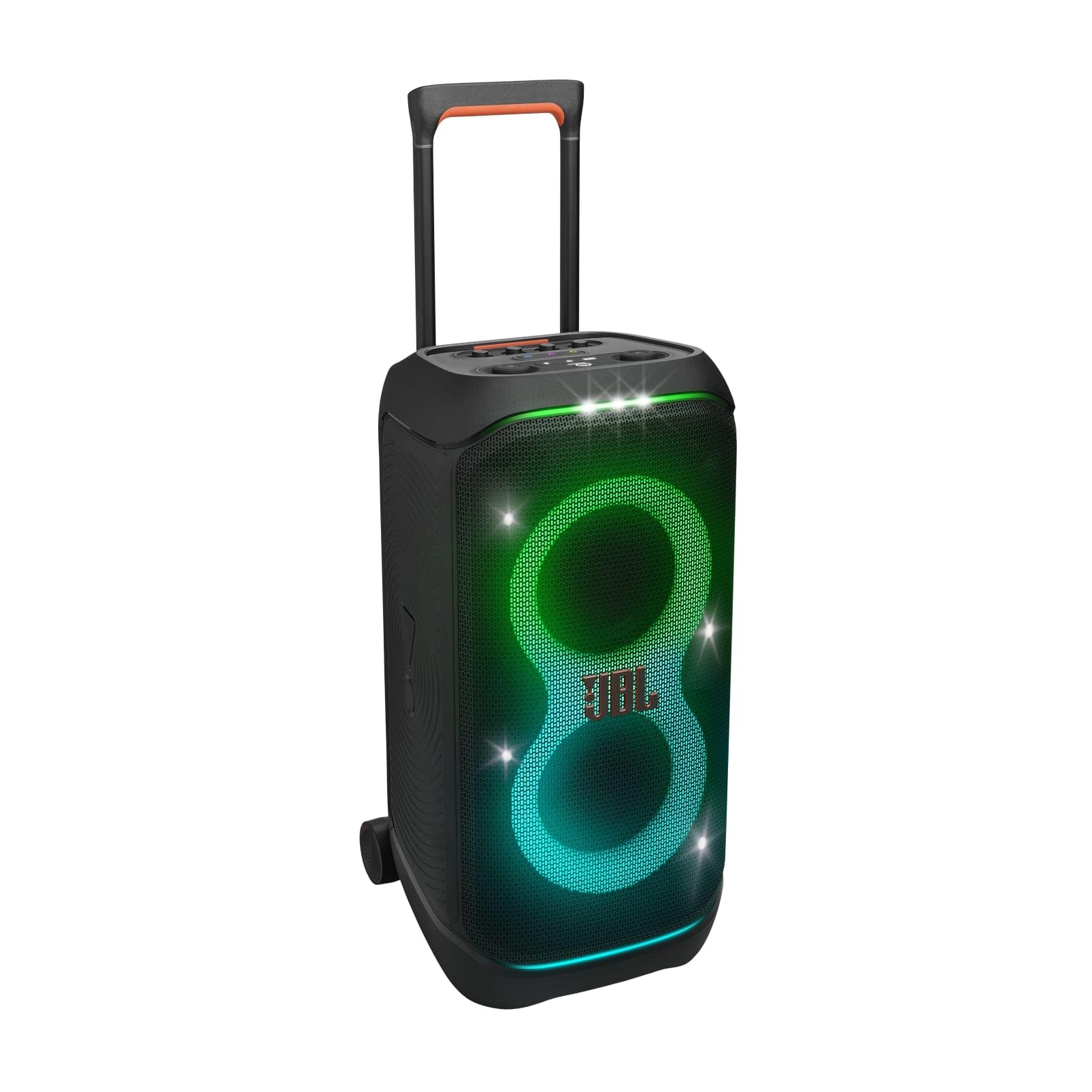 JBL PartyBox Stage 320, Schwarz, Mobiler Bluetooth-Lautsprecher, 240 W, Akkubetrieb, Lichtshow, Mikrofon- | Gitarreneingang, leichte Verschmutzungen, inkl. Netzkabel | Zustand: Sehr Gut
