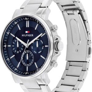 Tommy Hilfiger Tyson Silber Blau, Herrenuhr Edelstahl Quarzuhrwerk blaues Zifferblatt Originalverpackung | Zustand: Wie Neu