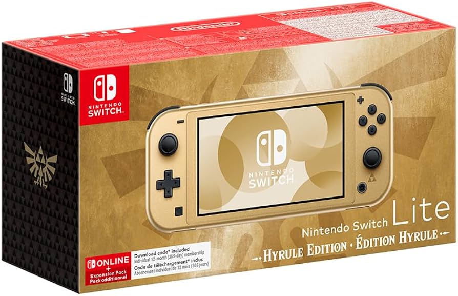 Nintendo Switch Lite Hyrule 2024 Gold, Handheld-Konsole in Sonderedition mit Hylianischem Wappen, inkl. Originalverpackung. | Zustand:: Wie Neu | Farbe: gold