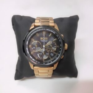Hugo Boss HB.485.1 Roségold, Herrenuhr Chronograph mit schwarzem Zifferblatt und Metallarmband inklusive OVP | Zustand: Gut | Farbe: gold