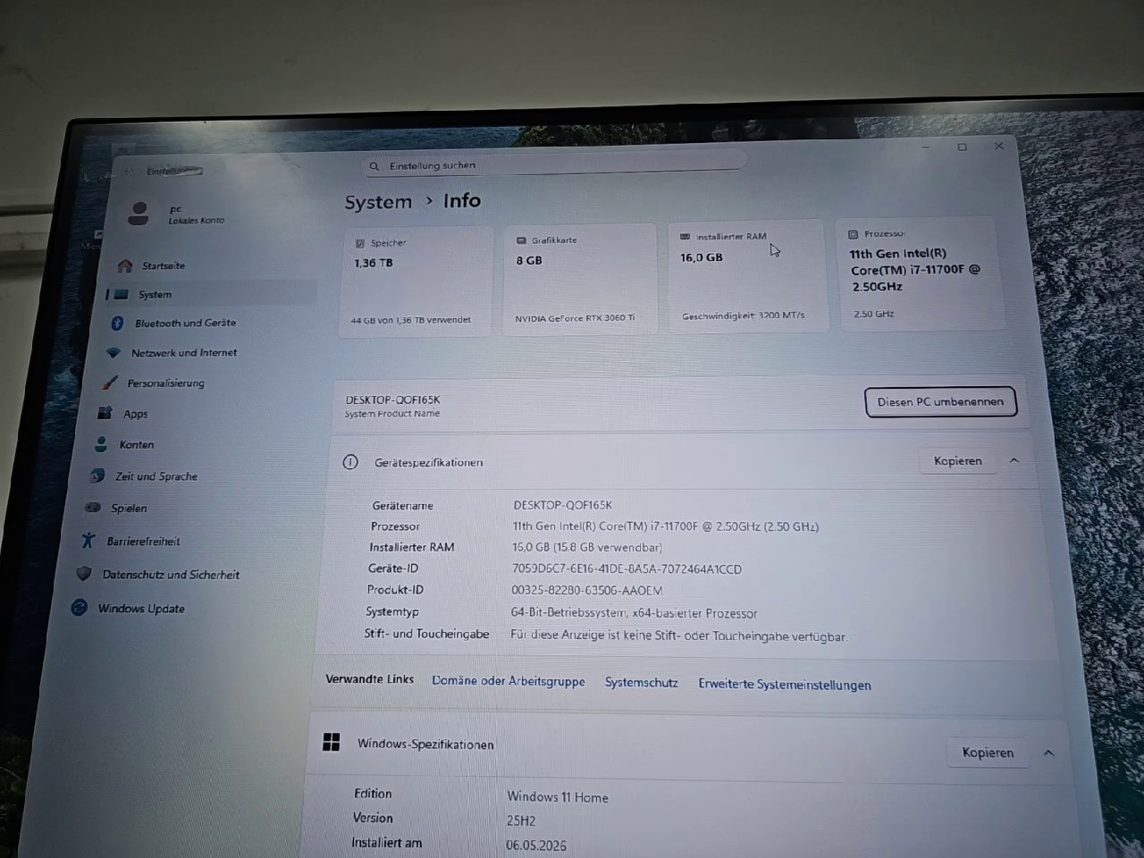 Custom Gaming PC i7-11700F RTX 3060 Ti, Intel Core i7-11700F, MSI RTX 3060 Ti, 16GB RAM, 1.5TB Speicher, Windows 11, | Zustand: Gut – Bild 2
