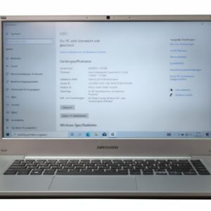 Medion Akoya Silber, Intel Pentium N3830, 4 GB RAM, SSD 128 GB, Windows 10, silbernes Notebook | Zustand: Gut
