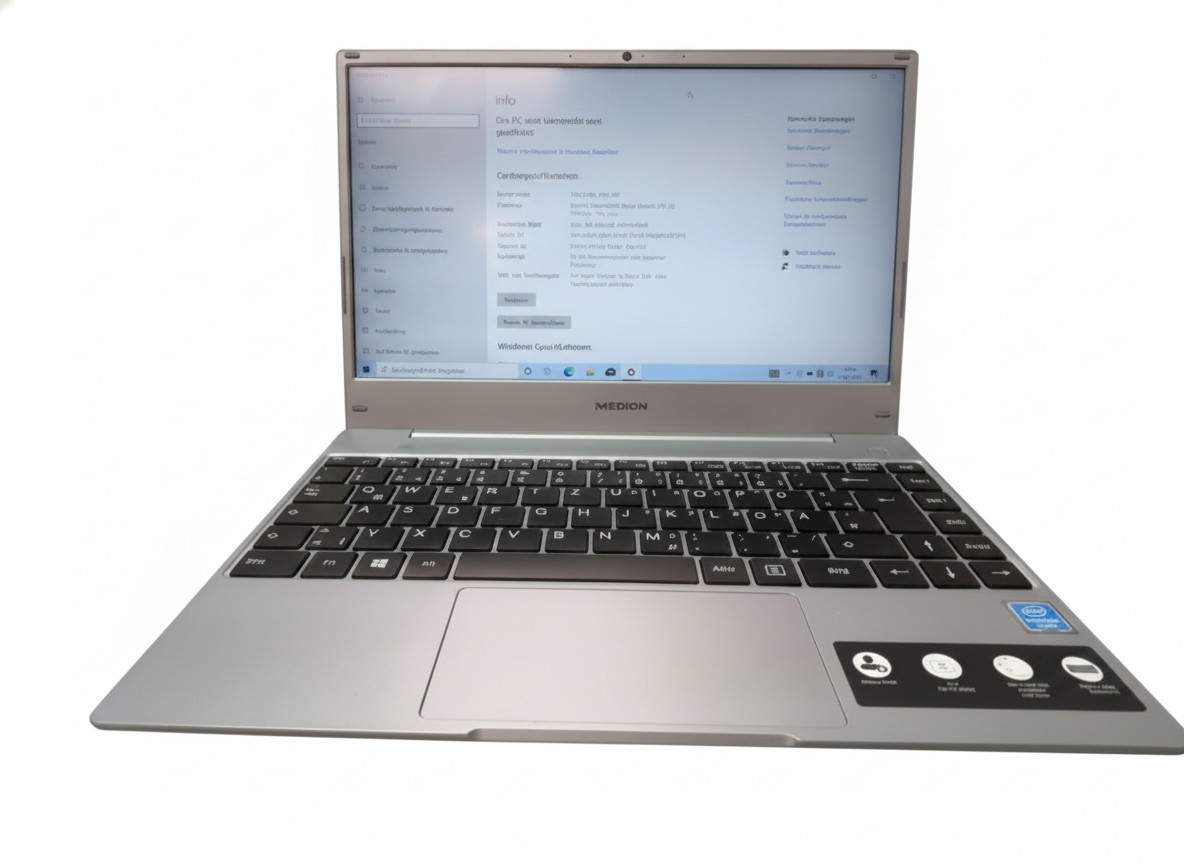 Medion Akoya Silber, Intel Pentium N3830, 4 GB RAM, SSD 128 GB, Windows 10, silbernes Notebook | Zustand: Gut – Bild 2