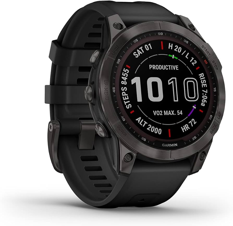 Garmin Fenix 7 Sapphire Solar 2022 Schwarz, Titan Gehäuse, Power Sapphire Glas, Multi-Band GPS, leichte Abnutzung am Armband | Zustand: Gebraucht | Farbe: schwarz – Bild 2