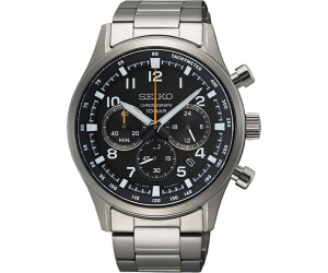 Seiko Spirit Chronograph 8T63-00D0 Edelstahl Schwarz, Herren-Quarzuhr, Zifferblatt schwarz, 100m wasserdicht, Tachymeter, mit OVP | Zustand: Sehr Gut