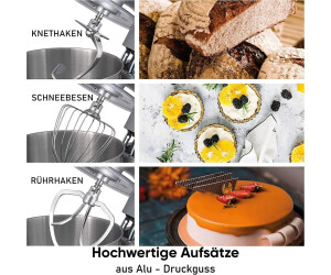 Heinrich's Küchenmaschine HKM 8078 Silber, Leistungsstarke 1800 W Küchenmaschine mit 8 Liter Edelstahl-Rührschüssel, 8 Geschwindigkeitsstufen, LED-Display und Pulse-Funktion. | Zustand: Wie Neu – Bild 2