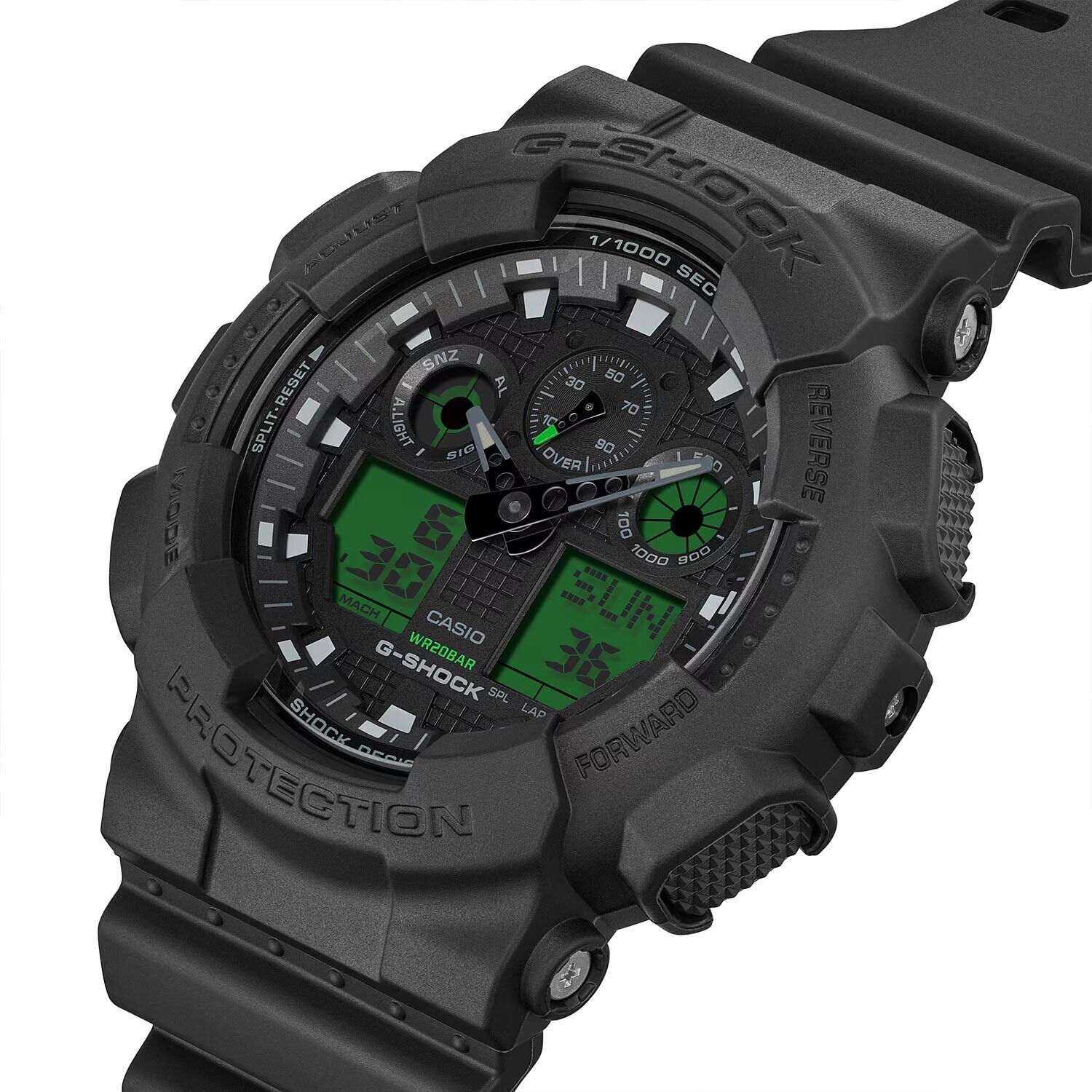 Casio G-Shock GA-100BEG-1AER Schwarz Grün, Analog-Digitale Herrenuhr aus der Black & Electro Green Kollektion, stoßfest, 20 Bar wasserdicht, OVP | Zustand: Wie Neu – Bild 2