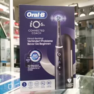 Oral-B iO Series 6 Black Lava, Elektrische Zahnbürste mit Magnet-Technologie, interaktivem Display, 5 Putzmodi, Andruckkontrolle, App-Anbindung und Reise-Etui, OVP | Zustand: Neu