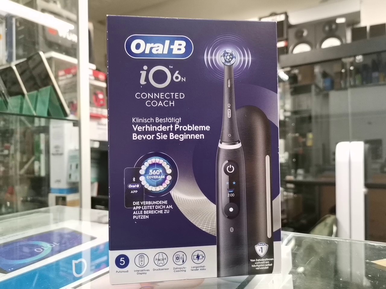 Oral-B iO Series 6 Black Lava, Elektrische Zahnbürste mit Magnet-Technologie, interaktivem Display, 5 Putzmodi, Andruckkontrolle, App-Anbindung und Reise-Etui, OVP | Zustand: Neu – Bild 2
