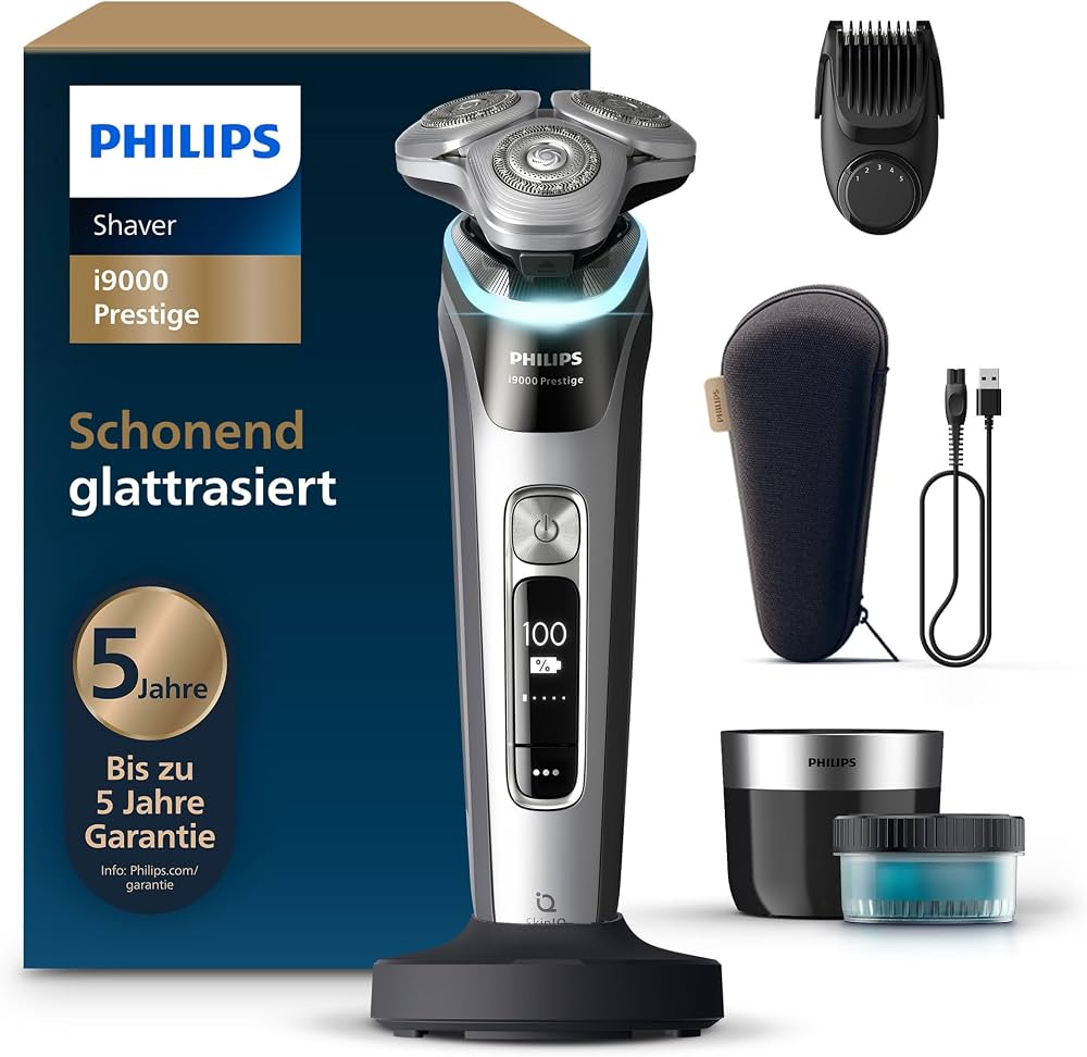 Philips XP9204/30 i9000 Prestige Dark Slate, Elektrischer Nass- und Trockenrasierer mit SkinIQ, Reinigungsstation und Etui, originalverpackt | Zustand: Neu – Bild 2