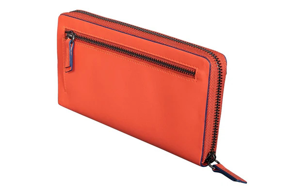 Menzo 7034 Damenbörse Nappaleder orange, Elegante Damenbörse aus hochwertigem Nappaleder in Orange mit praktischen Fächern und Reißverschluss. | Zustand: Wie Neu – Bild 2