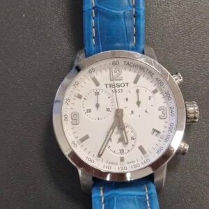 Tissot PRC 200 Chronograph Weiß/Blau, Quarzwerk Saphirglas Edelstahl 40 mm wasserdicht 20 bar | Zustand: Gut