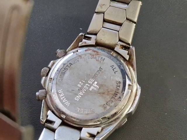 Jacques Lemans Sport 1-1128, Chronograph, 10ATM, Edelstahl, rot | blau, starke Verschmutzung, Kratzer | Zustand: Stark Gebraucht – Bild 2