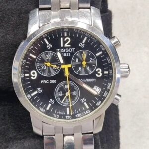 Tissot PRC 200 Chronograph Edelstahl Schwarz, Saphirglas, Quarzwerk, 200m wasserdicht, leichte Kratzer Gehäuseboden, mit OVP | Zustand: Sehr Gut