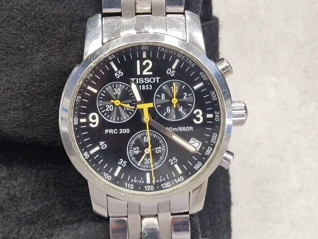 Tissot PRC 200 Chronograph Edelstahl Schwarz, Saphirglas, Quarzwerk, 200m wasserdicht, leichte Kratzer Gehäuseboden, mit OVP | Zustand: Sehr Gut