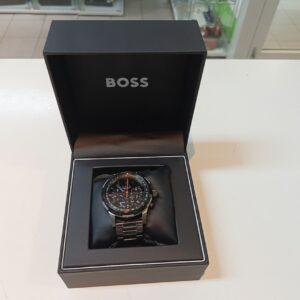 Boss Solgrade Herrenuhr Schwarz Edelstahl, Solar-Chronograph mit Zifferblatt in Schwarz und Metallarmband, inklusive Originalverpackung | Zustand: Sehr Gut