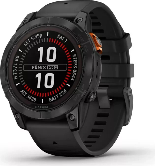 Garmin Fenix 7X Pro Solar Schwarz , Multisport-Smartwatch mit Ladekabel und zwei Armbändern | Zustand: Sehr Gut
