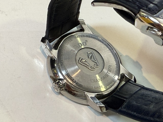 Rado DiaMaster Quarz Blau Leder, Damenarmbanduhr mit blauem Zifferblatt, Datumsanzeige, blauem Lederarmband, mit Verpackung, Zertifikat und ohne Batterie | Zustand: Sehr Gut – Bild 4