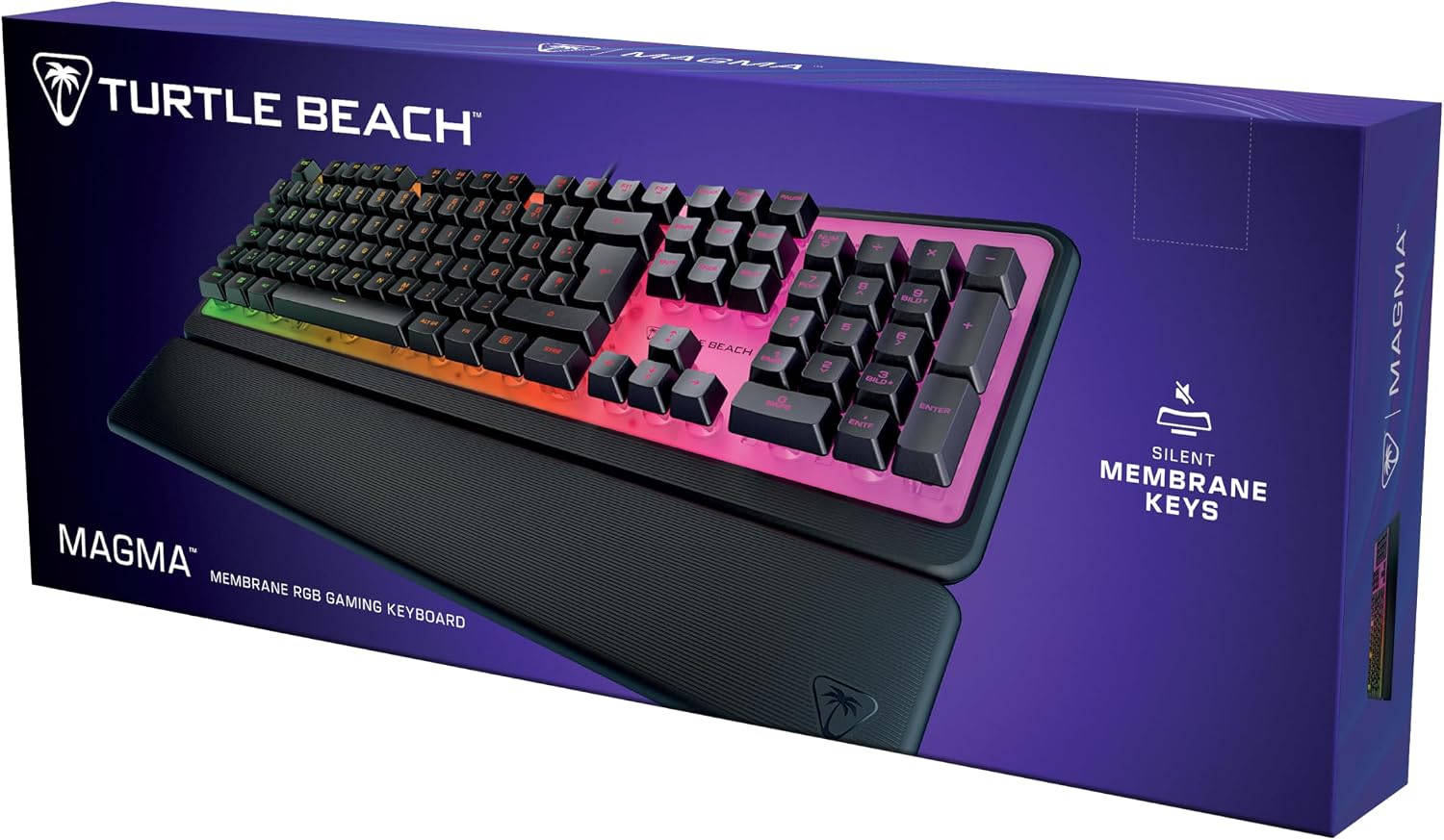 Turtle Beach Magma Schwarz, DE, Membran Gaming-Tastatur mit 5-Zonen RGB-Beleuchtung und abnehmbarer Handballenauflage | Zustand: Neu