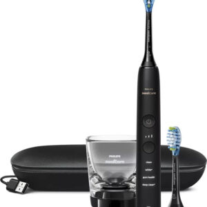 Philips Sonicare DiamondClean 9000 Schwarz, Elektrische Schallzahnbürste mit 4 Programmen, 3 Intensitätsstufen, App-Anbindung, Ladeglas und Reiseetui.   | Zustand: Neu
