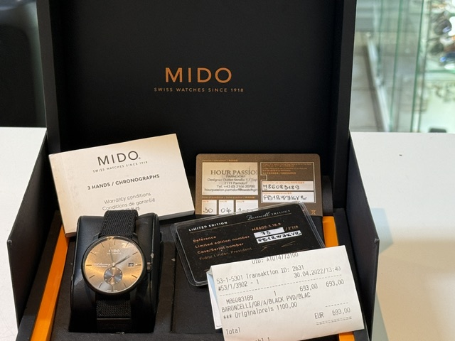 Mido Baroncelli 100th Anniversary Limited Edition, Automatik, Automatik, 38 mm, mit Verpackung, Zertifikat und Originalrechnung | Zustand: Sehr Gut – Bild 2