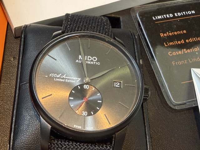 Mido Baroncelli 100th Anniversary Limited Edition, Automatik, Automatik, 38 mm, mit Verpackung, Zertifikat und Originalrechnung | Zustand: Sehr Gut – Bild 4