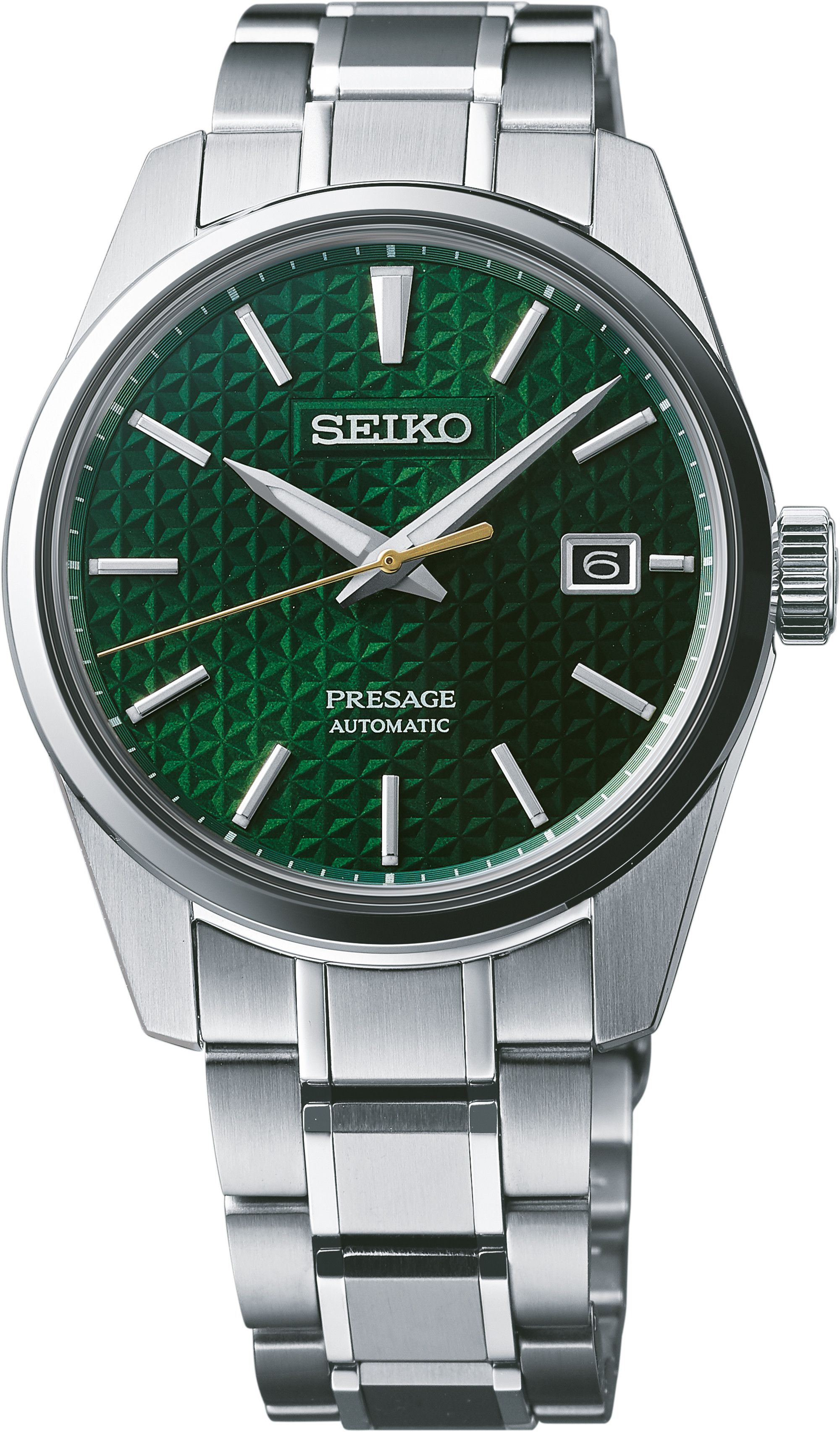 Seiko Presage Sharp Edged SPB169J1 Grün, Automatik-Herrenuhr mit Asanoha-Zifferblatt, Kaliber 6R35, inkl. Box und Zertifikat. | Zustand: Sehr Gut