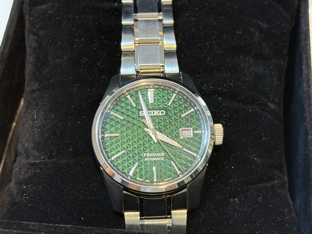 Seiko Presage Sharp Edged SPB169J1 Grün, Automatik-Herrenuhr mit Asanoha-Zifferblatt, Kaliber 6R35, inkl. Box und Zertifikat. | Zustand: Sehr Gut – Bild 3