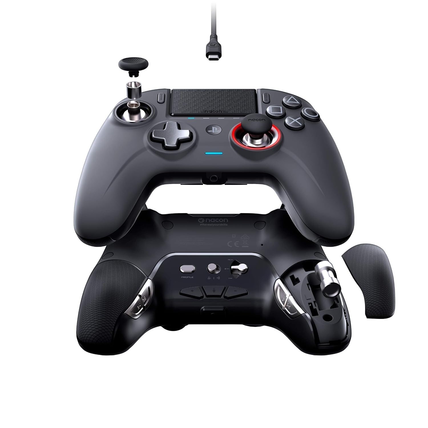 Nacon Revolution Unlimited schwarz, Professioneller Wireless- und Wired-Controller für PlayStation 4 und PC mit anpassbaren Gewichten, Software-Anpassung und austauschbaren Joystick-Köpfen | Zustand: Neu – Bild 3