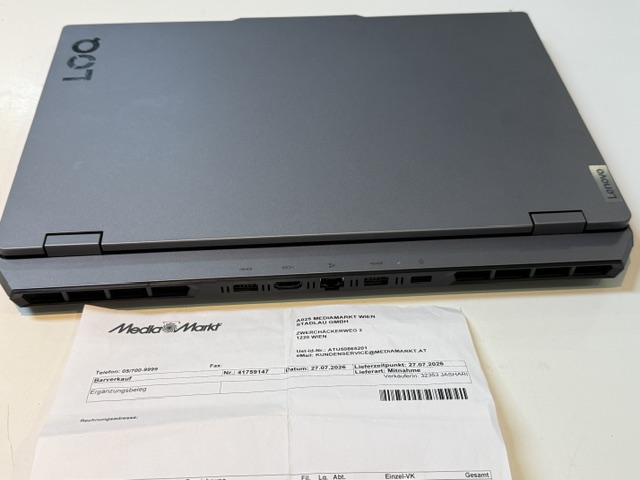 Lenovo LOQ 15AHP10 Luna Grey , AMD Ryzen 7 250, 16GB RAM, 1TB SSD, GeForce RTX 5060 8GB, 4 Ladezyklen, Rechnung vom 27.7.26, mit Ladegerät, ohne OVP | Zustand: Wie Neu – Bild 6