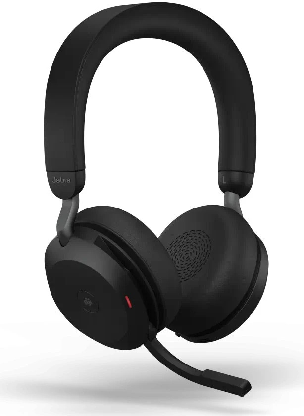 Jabra Evolve2 75 Schwarz, Kabelloses On-Ear-Headset mit aktiver Geräuschunterdrückung (ANC), integriertem Mikrofonarm, USB-Anschluss und Transporttasche. | Zustand: Gut