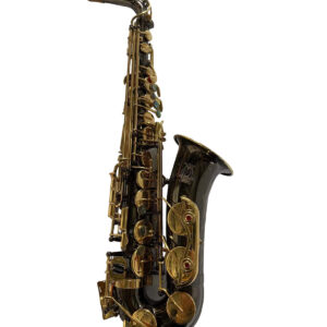 Parrot Altsaxophon Schwarz Gold, Es-Altsaxophon inklusive Koffer, Messingkorpus, lackiertes Finish in Schwarz mit goldfarbenen Klappen.   | Zustand: In Ordnung