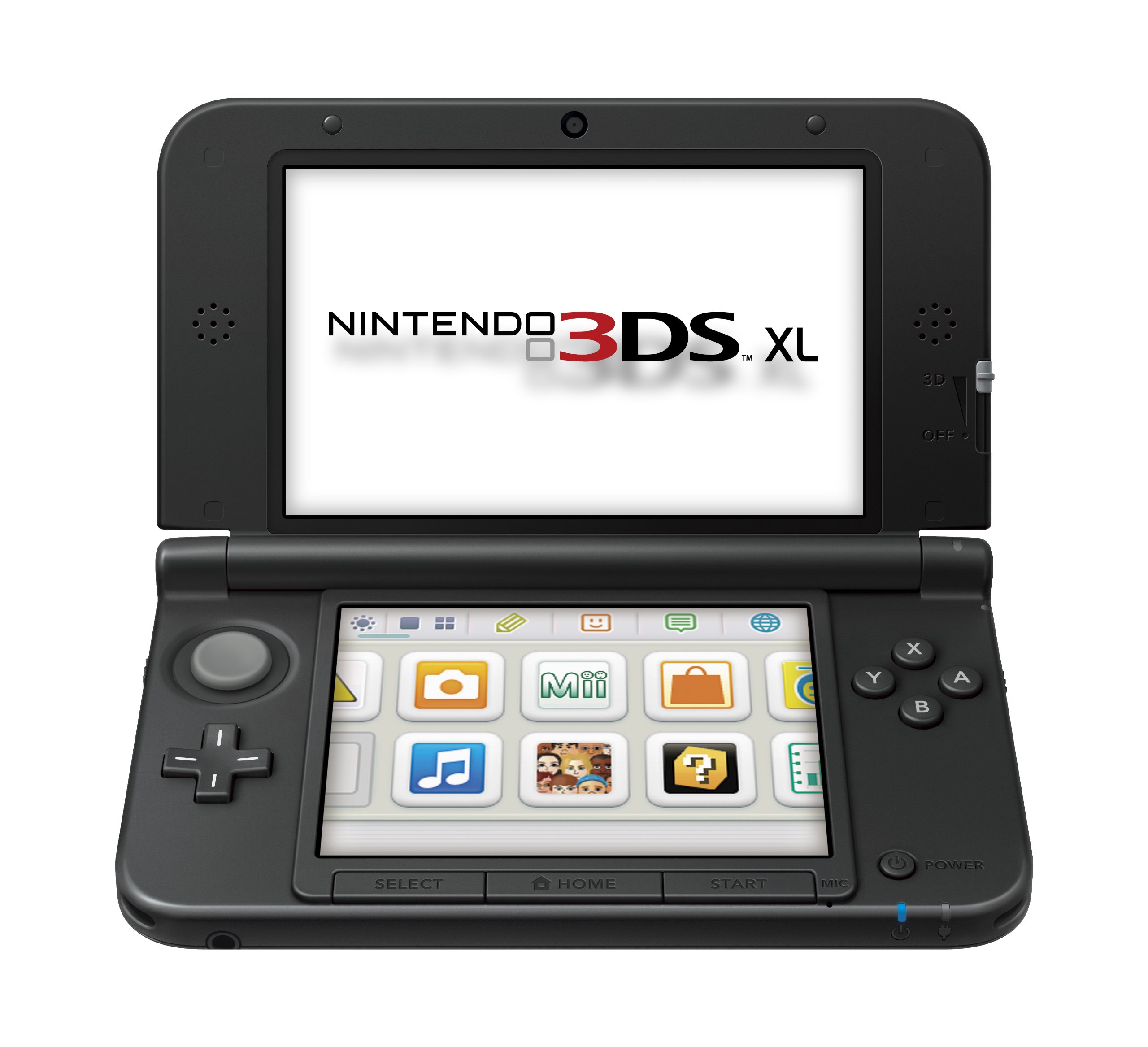 Nintendo 3DS XL Schwarz Silber, Handheld-Konsole inkl. Ladekabel und dem Spiel New Super Mario Bros., Gehäuse an der rechten Ecke gebrochen. | Zustand: In Ordnung | Farbe: schwarz