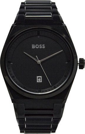 Hugo Boss Steer 1513994 Schwarz, batterie leer, Quarz-Herrenuhr, 42mm, schwarzes EdelstahLadegerätehäuse & -armband, Datumsanzeige, 5 bar, inkl. OVP | Zustand: Wie Neu