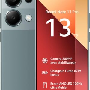 Xiaomi Redmi Note 13 Pro 2023, Smartphone mit 6,67 Zoll AMOLED 120Hz Display, 200 MP Kamera, 512 GB Speicher und 67W Laden. | SimLock: Frei | Zustand: Sehr Gut | Farbe: Olivgrün | Akku: