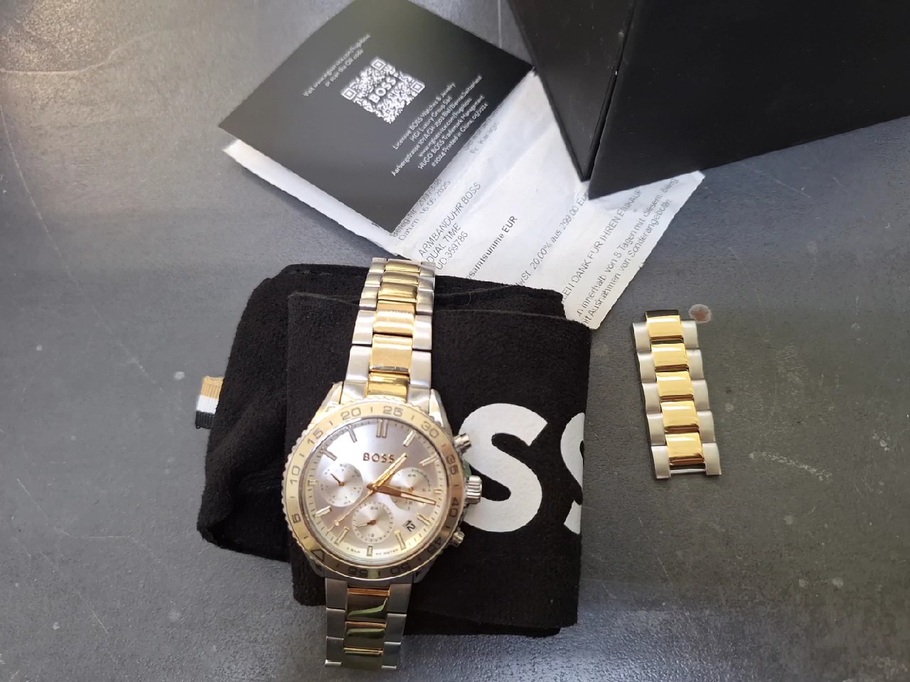 Hugo Boss Runner For Her 1502756, Quarz, silber | goldfarben, mit Box und Papieren | Zustand: Gut – Bild 3