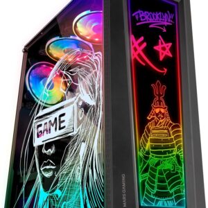 Mars Gaming MC-Art Schwarz ATX Tower, Innovatives PC-Gehäuse mit beschreibbaren OVP, Tempered-Glass-Flächen, ARGB-Beleuchtung und 120-mm-FRGB-Lüfter. | Zustand: Wie Neu