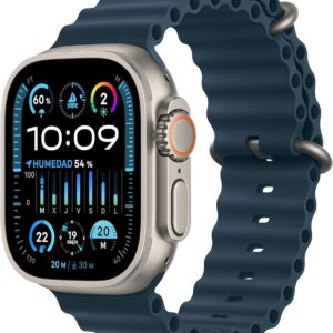 Apple Watch Ultra 2 49mm Titan Natur Marine, GPS + Cellular, Ocean Armband, Saphirglas, inklusive magnetischem Schnellladekabel | Zustand: Gut | Farbe: schwarz